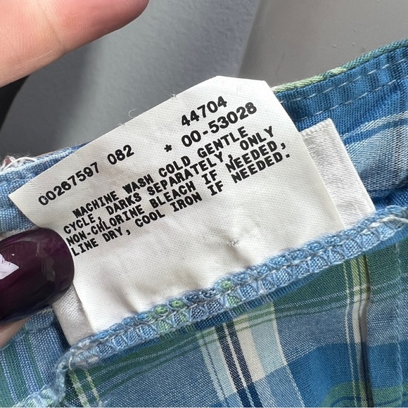 VTG 90's/Y2k Blue Green White Plaid A. BYER California Halter Dress VTG Sz  13 - Picture 8 of 12